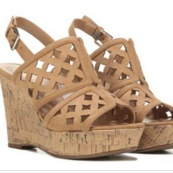 Franco Sarto Shea Tan Wedge Sandals Size 9.5 - Picture 1 of 14